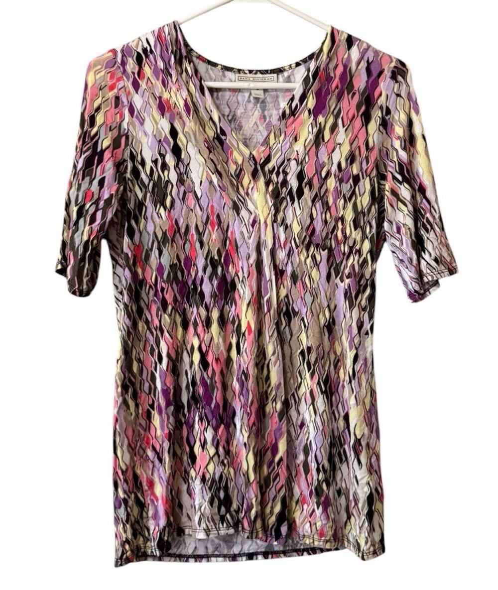 Dana Buchman Women Size Small V Neck Stretch Blouse Comfort Career Office Chic